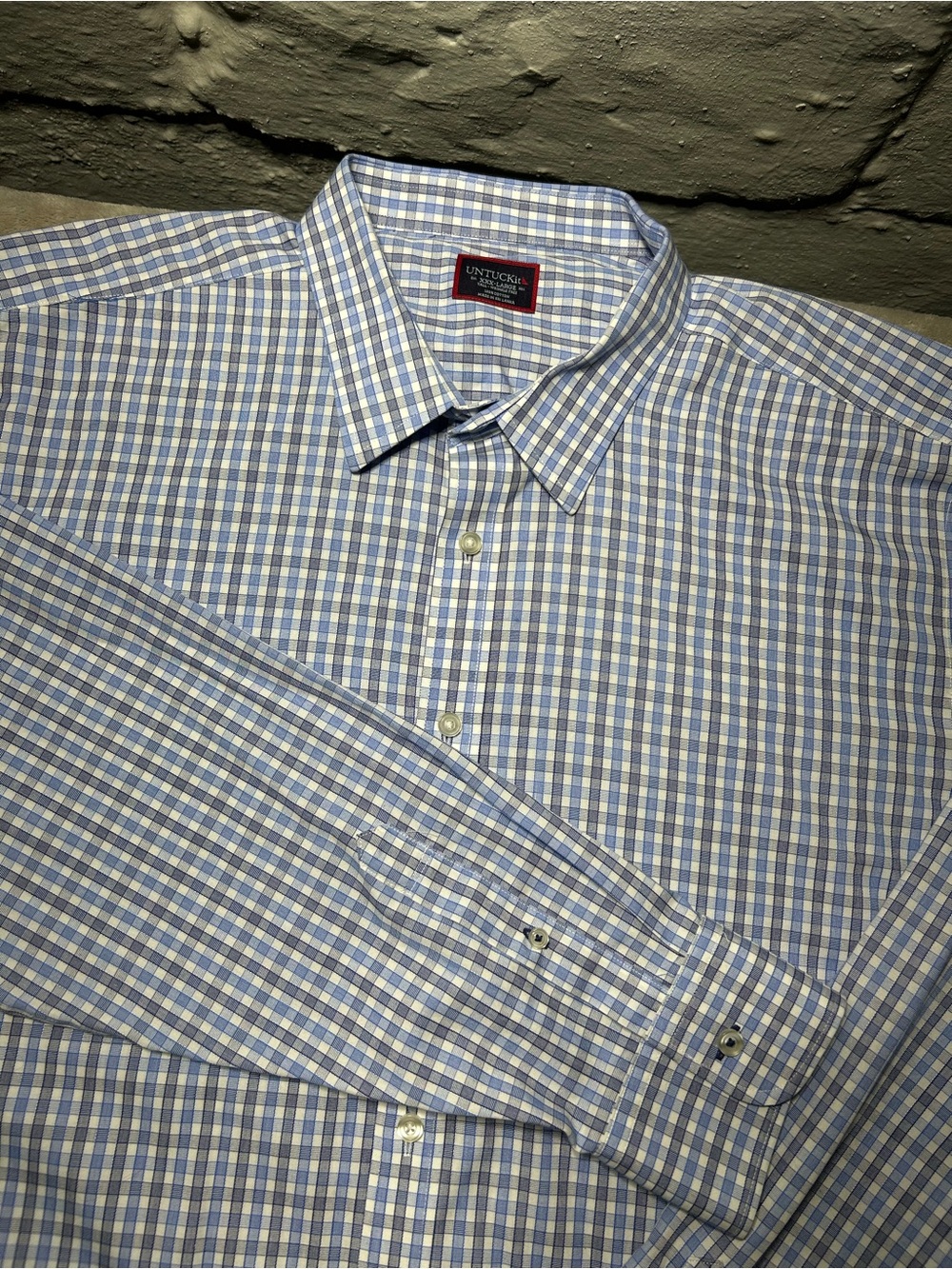 UNTUCKit Mens XXX-Large Tall Shirt 3XLT Blue Plaid Button Front